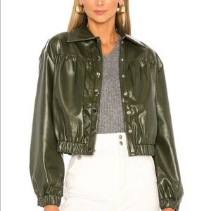 Revolve MAJORELLE Women's Kai Jacket Olive Green Leather Size XL Brand New